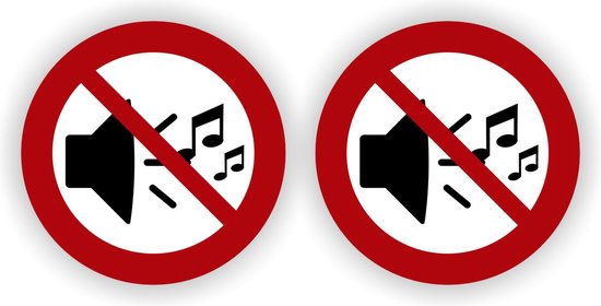 Muziek Geluid afspelen niet toegestaan stickers set 2 stuks.