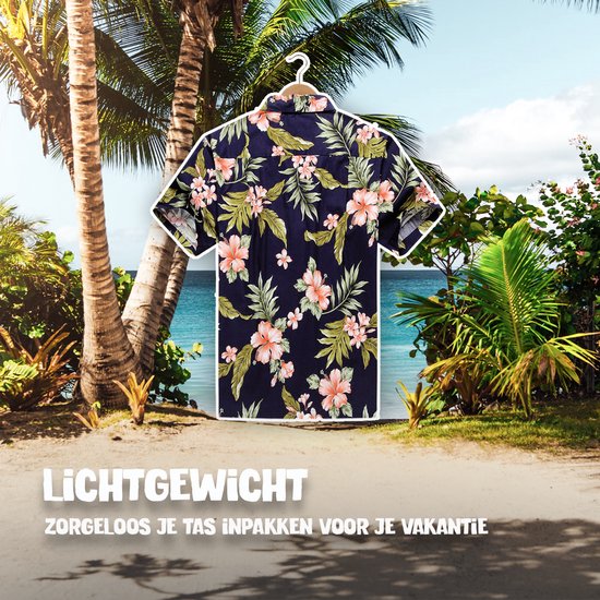 Hawaii Blouse Mannen - Shirt - Hemd - 100% Katoen - Overhemd Heren Korte Mouw - Made in Hawaii "Hibiscus Blauw" Maat S