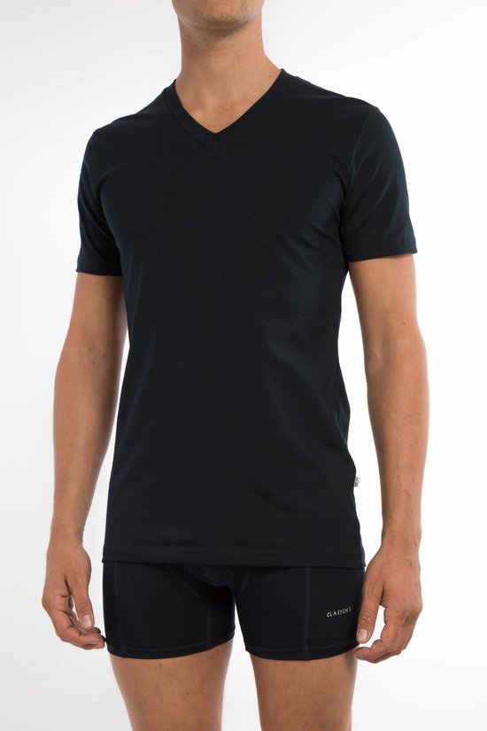 Claesen's® - Heren T Shirt 2 pack Donkerblauw V-Neck Cotton/Lycra - Donkerblauw - 95% Katoen - 5% Lycra
