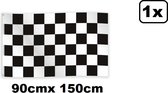 Vlag race finish zwart/wit geblokt 90cm x 150cm - Finish thema feest festival race formule 1