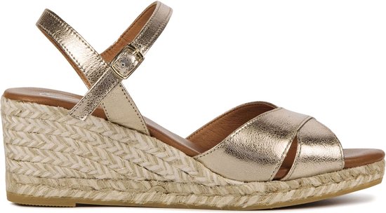 Viguera Espadrilles Dames / Damesschoenen - Leer - Sleehak Hoogte 6 cm -  2032 - Goud -... | bol