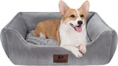 Hondenbed voor kleine honden, kattenbed, plush en behaaglijk, hondensofa, hondenkussen, wasbaar, super zacht hondenbed, gevoerde hondenmat, grijs, 55 x 45 x 16 cm