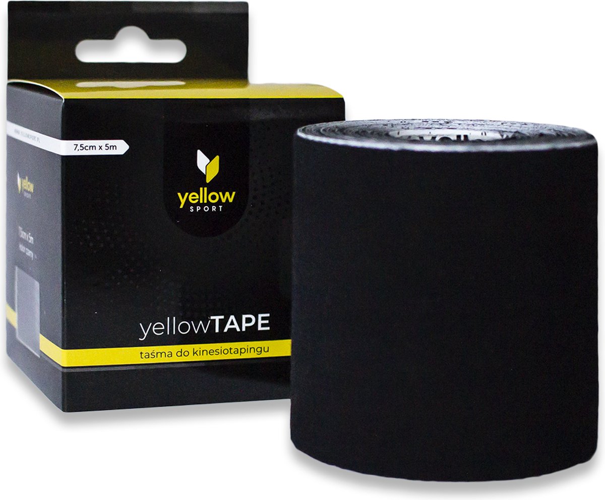 Kinesiologie Tape yellowsport 5 cm x 5 meter beige 1 stuk - kinesiotape - elastische, ademende band - kine tape - Zwart