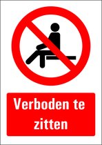 Verboden te zitten sticker 148 x 210 mm