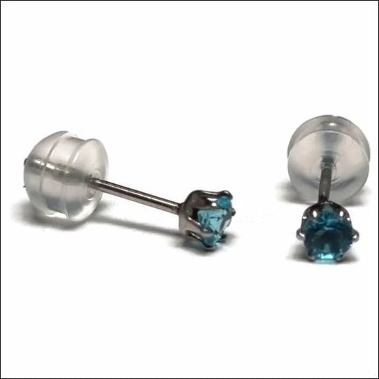 Aramat jewels ® - Zirkonia Zweerknopjes rond 3mm oorbellen aqua chirurgisch  staal | bol.com