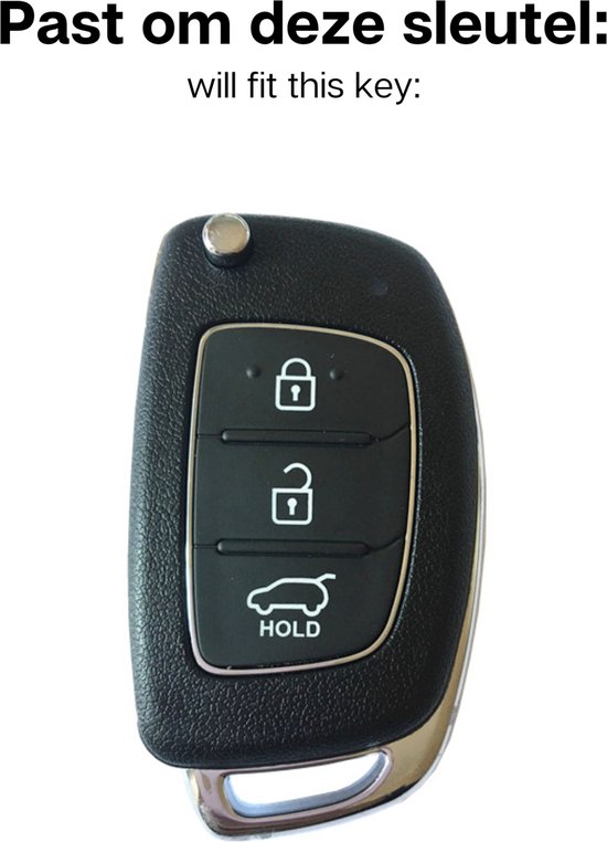 PeroFors 3 Button Car Leather Remote Key Cover Shell Für Hyundai Santa Fe 2013 2015-Kaffee