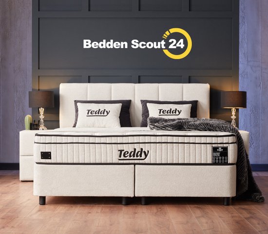 Boxspring bed met opbergruimte - 180x200 cm - Wit - Teddy