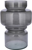 Bellatio Design Bloemenvaas - grijs transparant gerecycled glas - D17 x H25 cm - vaas