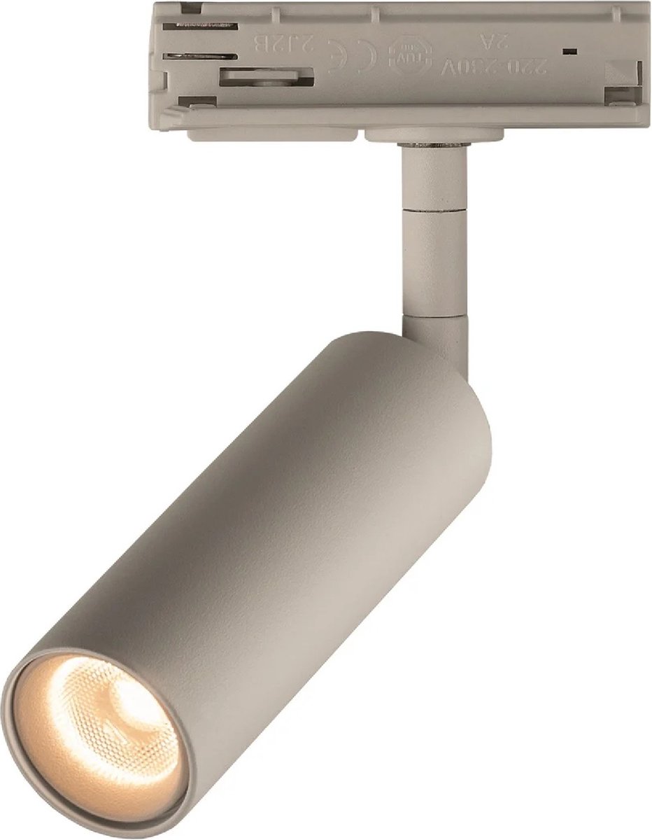 Lopal railspot voor eenfase rail, 4,5W dimbare LED, 300 lumen, 2700K, zandwit aluminium, IP20