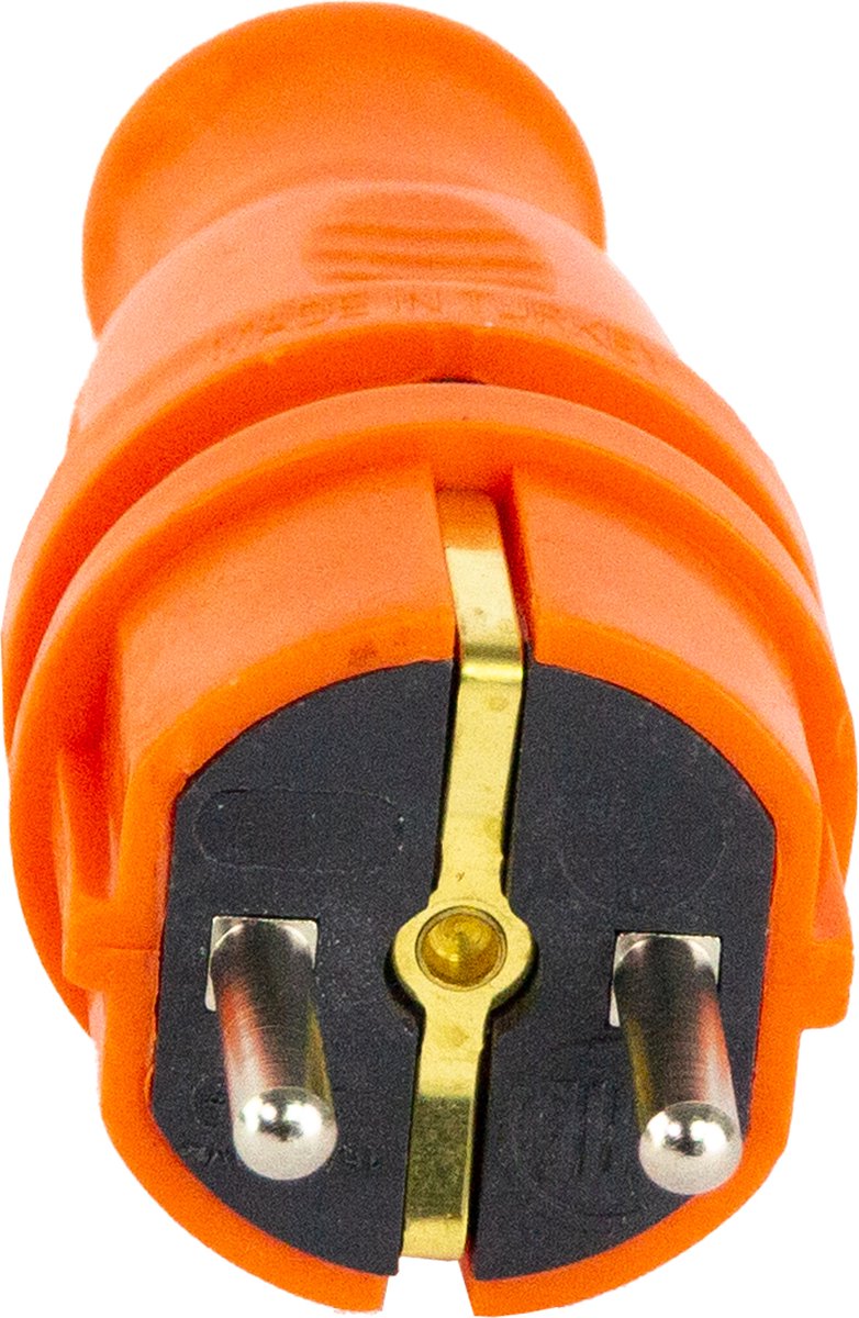 Losse Stekker + Losse Contrastekker geaard - Voor snoer - 250 V - Recht - Rubber - IP44 - Oranje - 10A 16A
