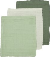 Meyco Baby Uni washandjes - 3-pack - hydrofiel - offwhite/soft green/forest green - 20x17cm