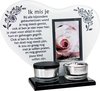 Waxinehouder in memoriam overleden glas hart met mini urn gedicht Ik mis je...,In Memoriam,fotolijst In Memoriam