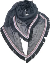 Driehoekige sjaal Donya effen zwart met fantasierand Ibiza style