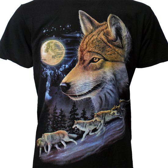 T-shirt Loups Wolf Pack Full Moon - Design original