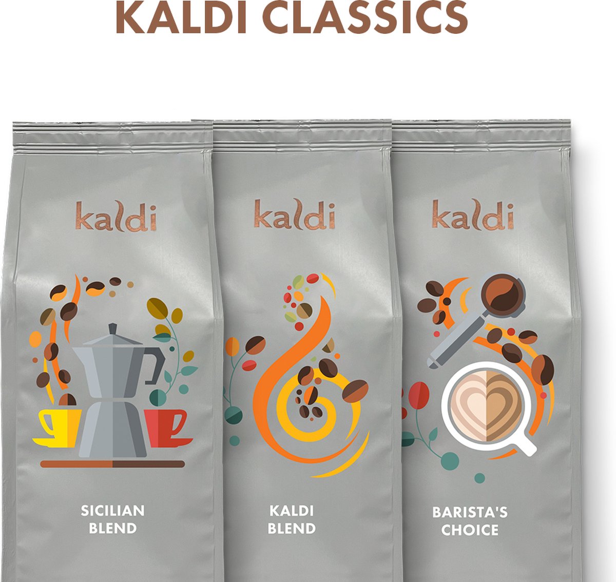 Goedkoopste Kaldi Classics - Koffiebonen proefpakket 3 x 250 gram - Arabica en Robusta bonen - Proef onze klassiekers
