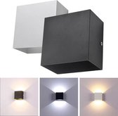 Modern Luxe Trending Zwarte Vierkante 10W LED Wandlamp - incl. Lichtbron - voor Binnen en Buiten - 24,95 - Aluminium