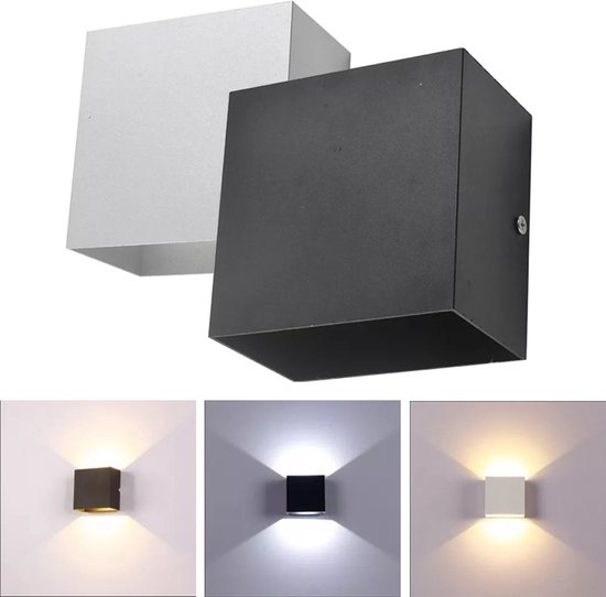 Applique murale LED 10W carrée noire tendance de Luxe moderne - source de lumière incluse - pour l'intérieur et l'extérieur - 44.99 - Aluminium