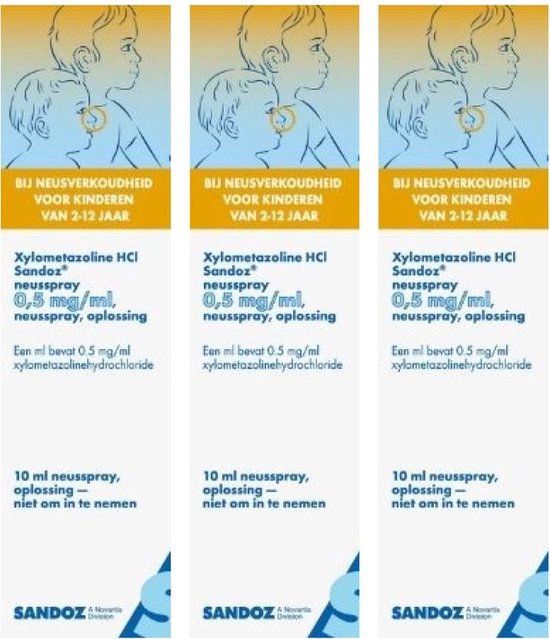 Sandoz Neusspray Xylometazoline 0.5mg/ml - 3 x 10 ml