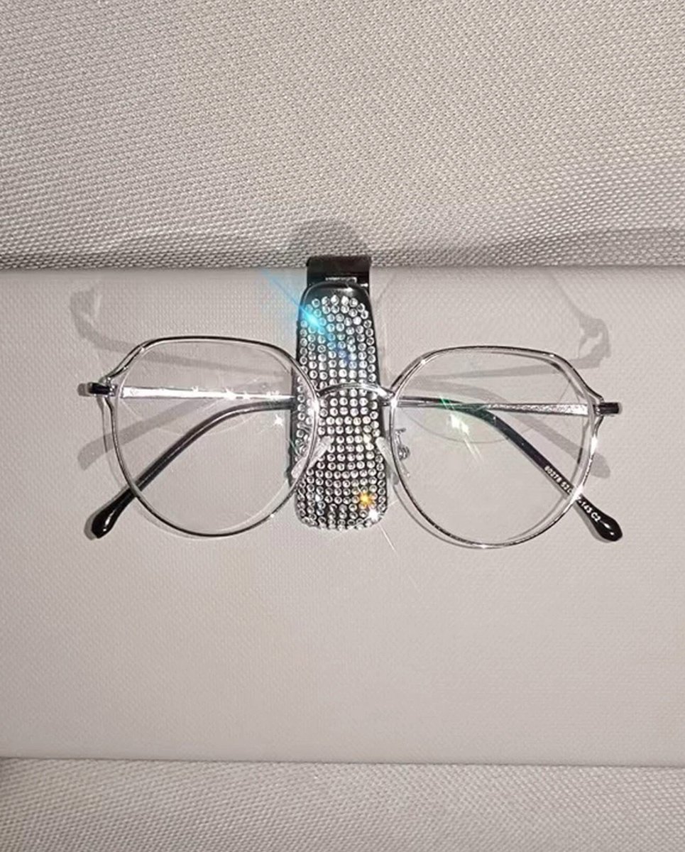 1 pièce Porte-lunettes de pare-soleil de voiture avec strass