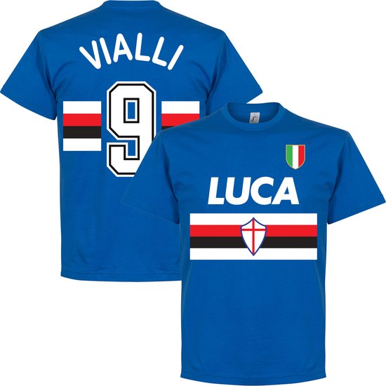 Vialli 9 Retro Team T-Shirt - Blauw - 4XL