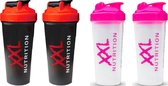 XXL Nutrition Shaker - Combi Deal : 4 Pièces Shake Cups - Zwart et Rose 800ml