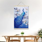 Diamond painting doek - hangende canvas - Prachtige Pauw - 40 x 60 cm
