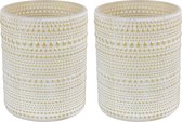 Countryfield Luxe theelichthouder - 2x stuks - Aurora - glas - creme wit/goud - D10 x H12 cm