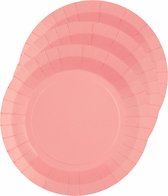 Santex feest bordjes rond - roze - 10x stuks - karton - 22 cm