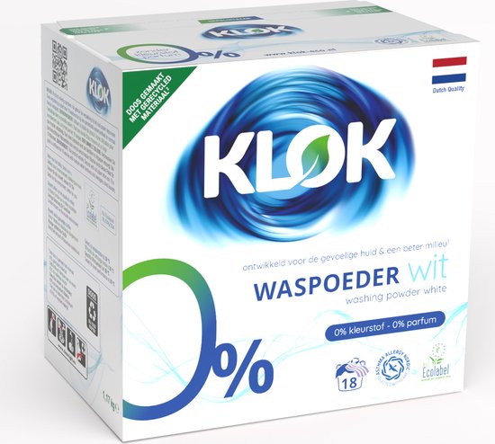 Klok Waspoeder Eco Wit 18 Wasbeurten - 1,17 kg