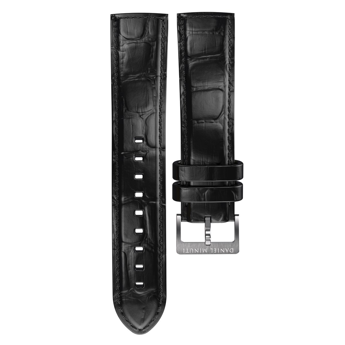 Daniel Minuti - Zwart Lederen horloge band - 20mm breed - Quick Release