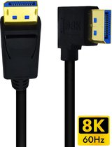 NÖRDIC DPDP-N2011 Displayport naar Displayport 1.4 kabel - Haakse connector - 8K60Hz - 32,4Gbps - 1m - Zwart