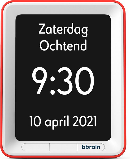 BBrain Sprekende Kalenderklok | Gesproken herinneringen | Natuurlijke stem | Zelf herinneringen inspreken | Medicatie alarm | Rood