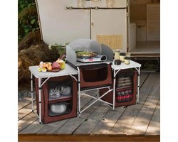 Camping Keuken - Campingkeuken Inklapbaar - Buitentafel - Buitenkeuken - Campingtafel - Outdoor Keuken - Campingkast - 174.5*46*110.5cm - Zwart