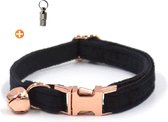 ACE Pets - Collier de Luxe chat avec fermoir de sécurité en forme de cloche - Collier pour chat - Collier pour chat - Velours - Zwart