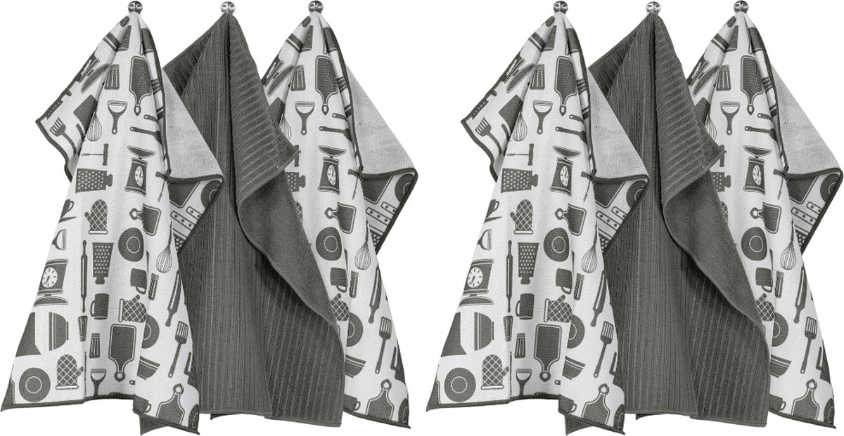Keukenhanddoek ESSENTIAL, microfiber 40x48cm, SET/6, donkergrijs