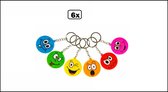 6x Assortiment de porte-clés emoji - Pendentif clé émoticône à distribuer fête à thème anniversaire emoji fun