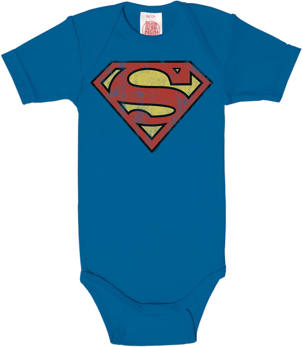 Superman baby romper azuur blauw - Logoshirt - 50/56