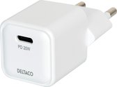 Deltaco USBC-AC150 Mini USB-C Wandlader - 1x USB-C - Max 20 W - Wit