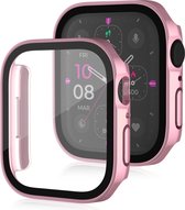 By Qubix Hard case 45mm - Rosé goud - Geschikt voor Apple Watch 45mm hoesje - screenprotector - Bescherming iWatch - Bescherm hoesje