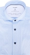 OLYMP Luxor 24/7 modern fit overhemd - tricot - bleu dessin - Strijkvriendelijk - Boordmaat: 43