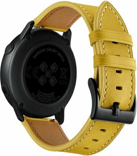 By Qubix - Geschikt voor Garmin bandje - Geschikt voor Garmin Venu / Sq / Sq2 / 2 plus - lederen bandje - Geel - Smartwatch bandje 20mm