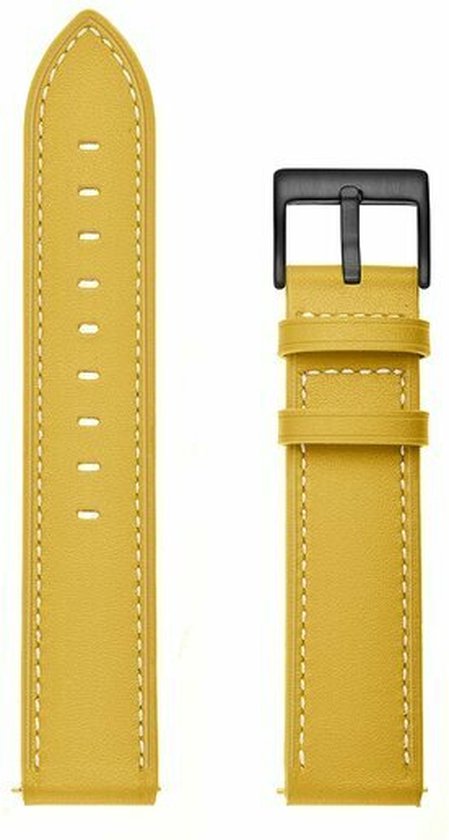 By Qubix - Geschikt voor Garmin bandje - Geschikt voor Garmin Venu / Sq / Sq2 / 2 plus - lederen bandje - Geel - Smartwatch bandje 20mm