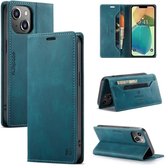 Luxe Flip Case met RFID Bescherming Kaarthouder en Magneetsluiting voor iPhone 14 Plus _ Blauw