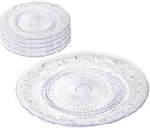Plasticforte Onbreekbare Dinerborden - 8x - kunststof - kristal stijl - transparant - Dia 25 cm
