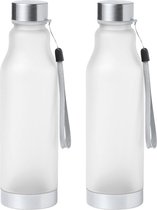 Waterfles/drinkfles/sportfles - 2x - transparant - kunststof/rvs - 600 ml