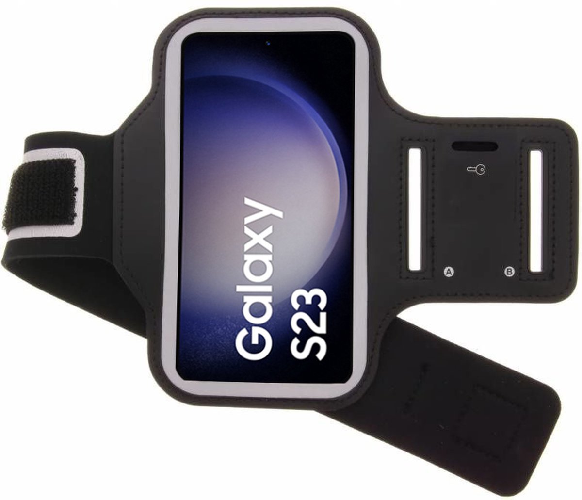 BixB Sportband Samsung Galaxy S23 hardloop armband telefoon - sportarmband - zwart