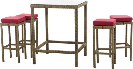 chairus Set van 4 barkrukken PU lederen ontbijtkrukken voor aanrecht met rotan rugleuning massief houten eiland barstoelen (wit-4