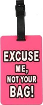 bagagelabel Excuse me, not your bag Roze kofferlabel