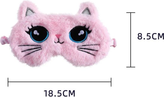 3 Stuks - Slaapmaskers kind - Reismasker - Poezen Roze Strik - Grote Ogen Multi Color