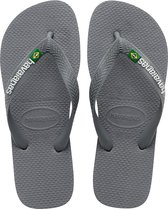 Slippers Unisexe Havaianas Brasil Logo - Gris Acier/Gris Acier - Taille 44